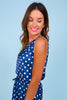 SSYS Darla Sleeveless Polka Dot Top In Navy