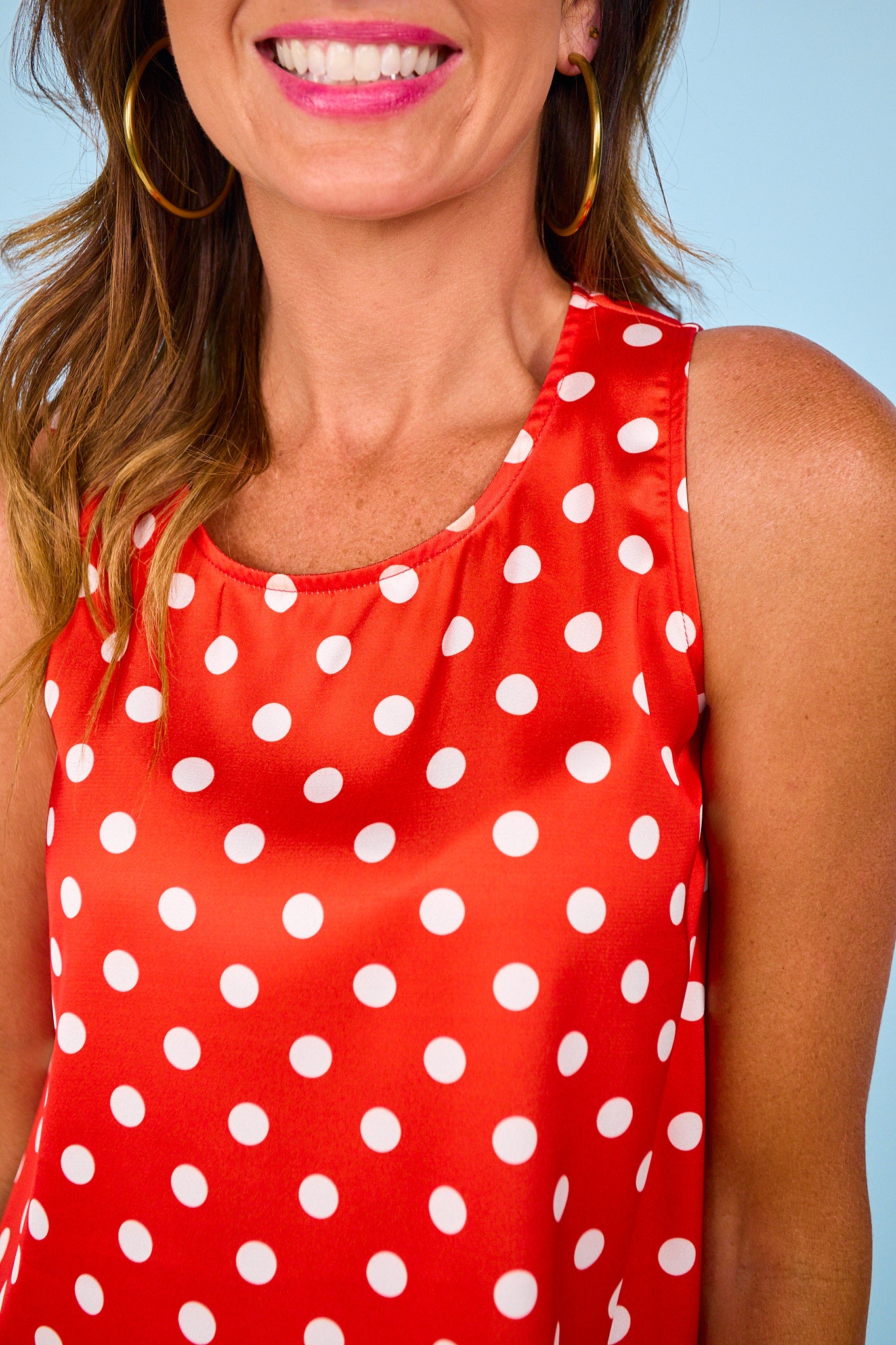 SSYS Darla Sleeveless Polka Dot Top In Red