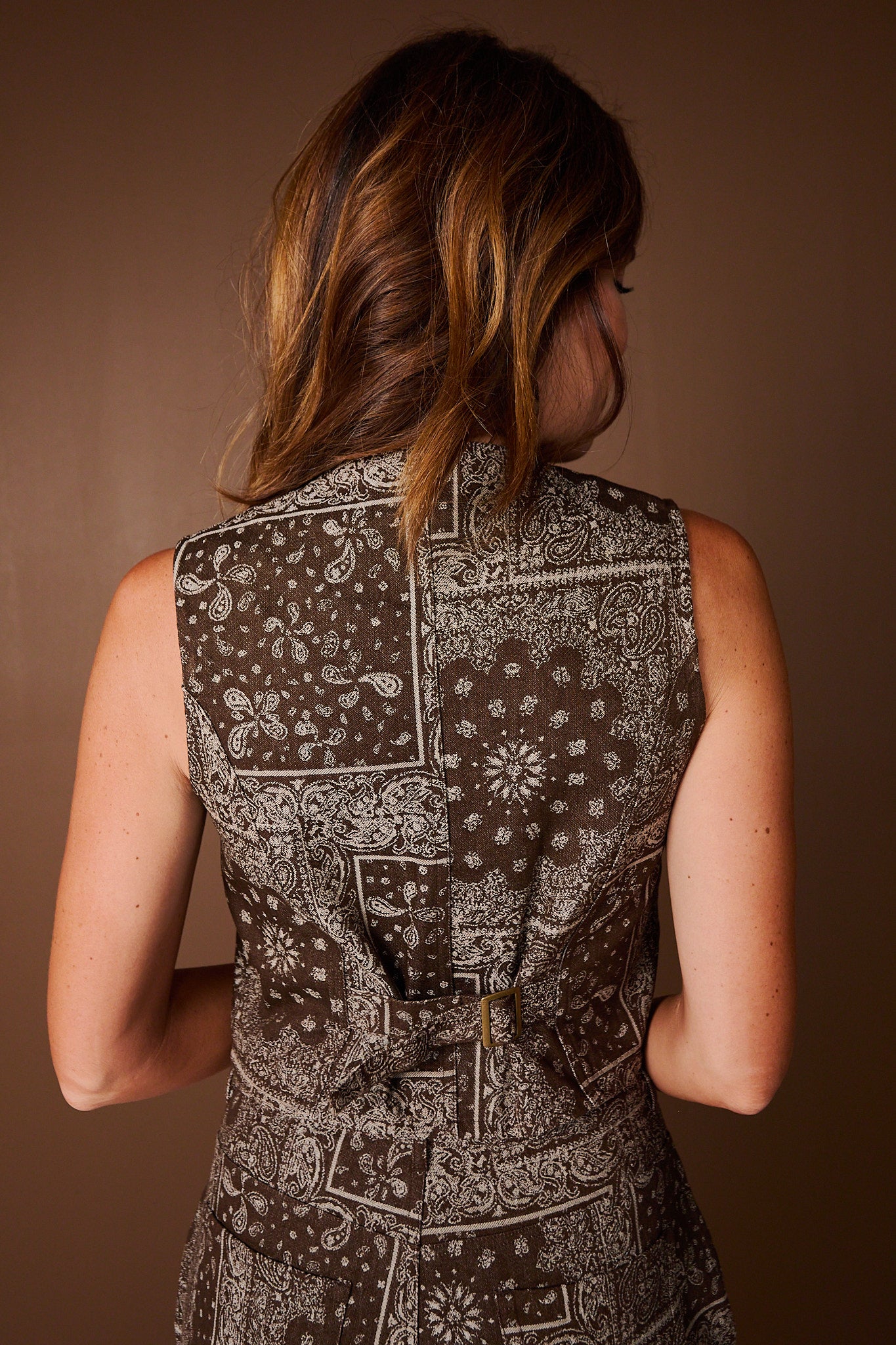 SSYS Delphine Denim Vest In Brown Bandana