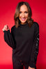 SSYS Scuba Sequin Cowl Neck Sweatshirt In Black