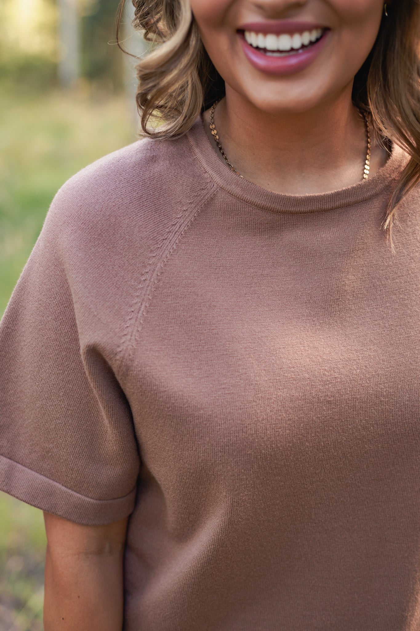SSYS Aveline Short Sleeve Slouch Sweater In Camel