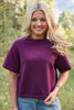 SSYS Aveline Short Sleeve Slouch Sweater In Dark Maroon