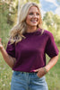 SSYS Aveline Short Sleeve Slouch Sweater In Dark Maroon