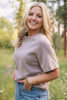 SSYS Aveline Short Sleeve Slouch Sweater In Heathered Taupe