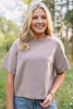 SSYS Aveline Short Sleeve Slouch Sweater In Heathered Taupe