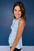 SSYS Carys Knit Peplum Top In Blue