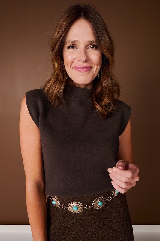 SSYS Merrit Sleeveless Sweater In Brown