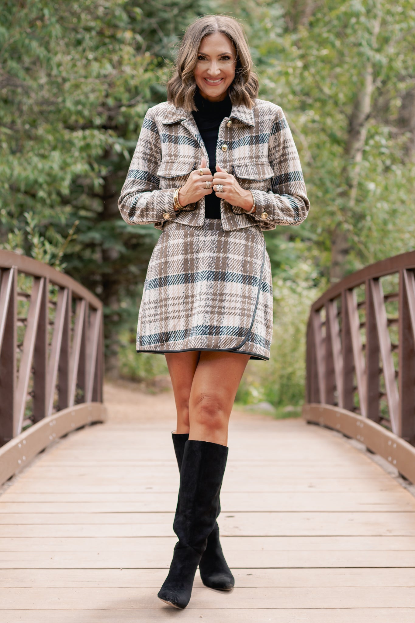 SSYS Rosetta Plaid Tweed Cropped Jacket