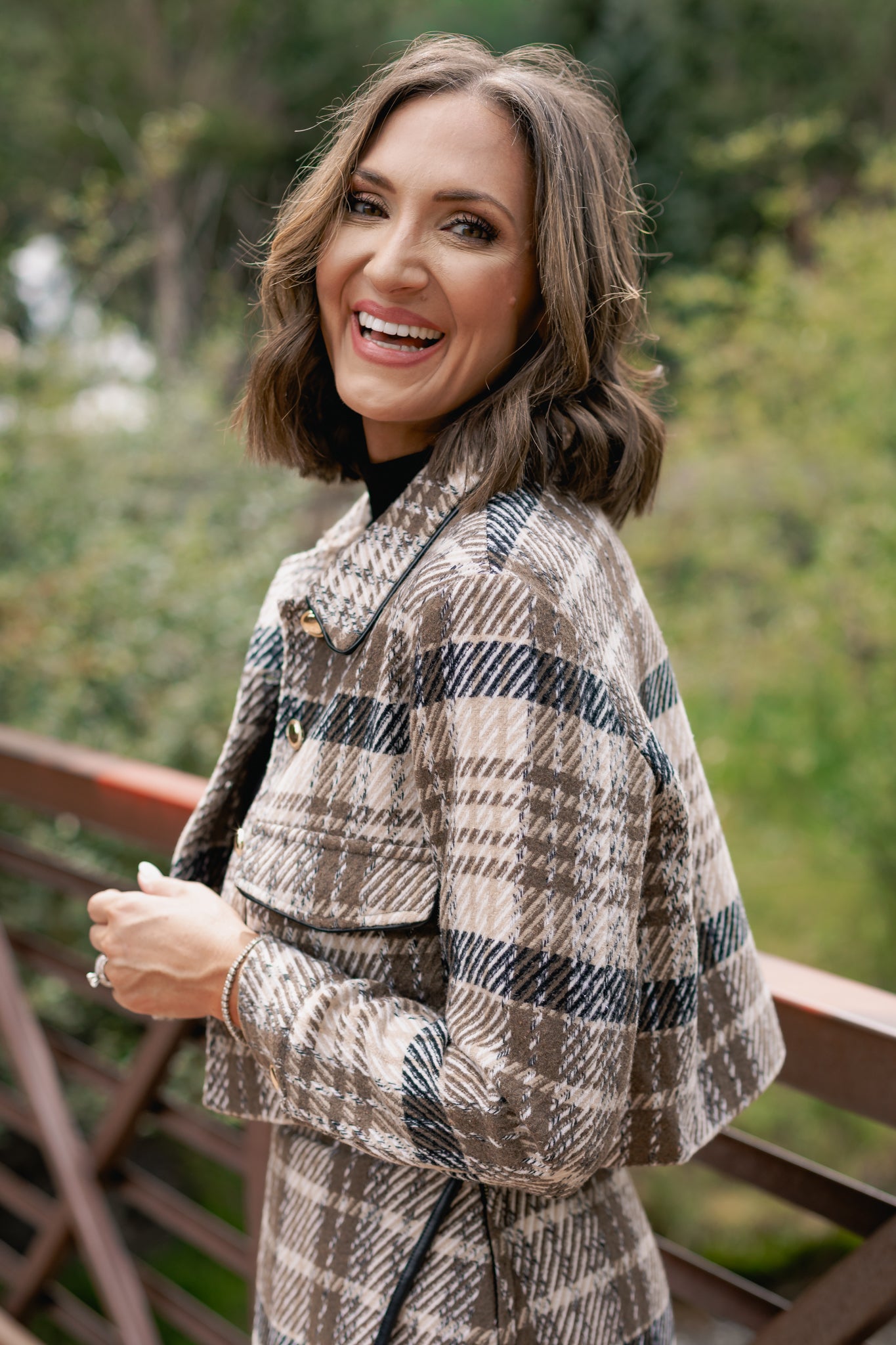 SSYS Rosetta Plaid Tweed Cropped Jacket