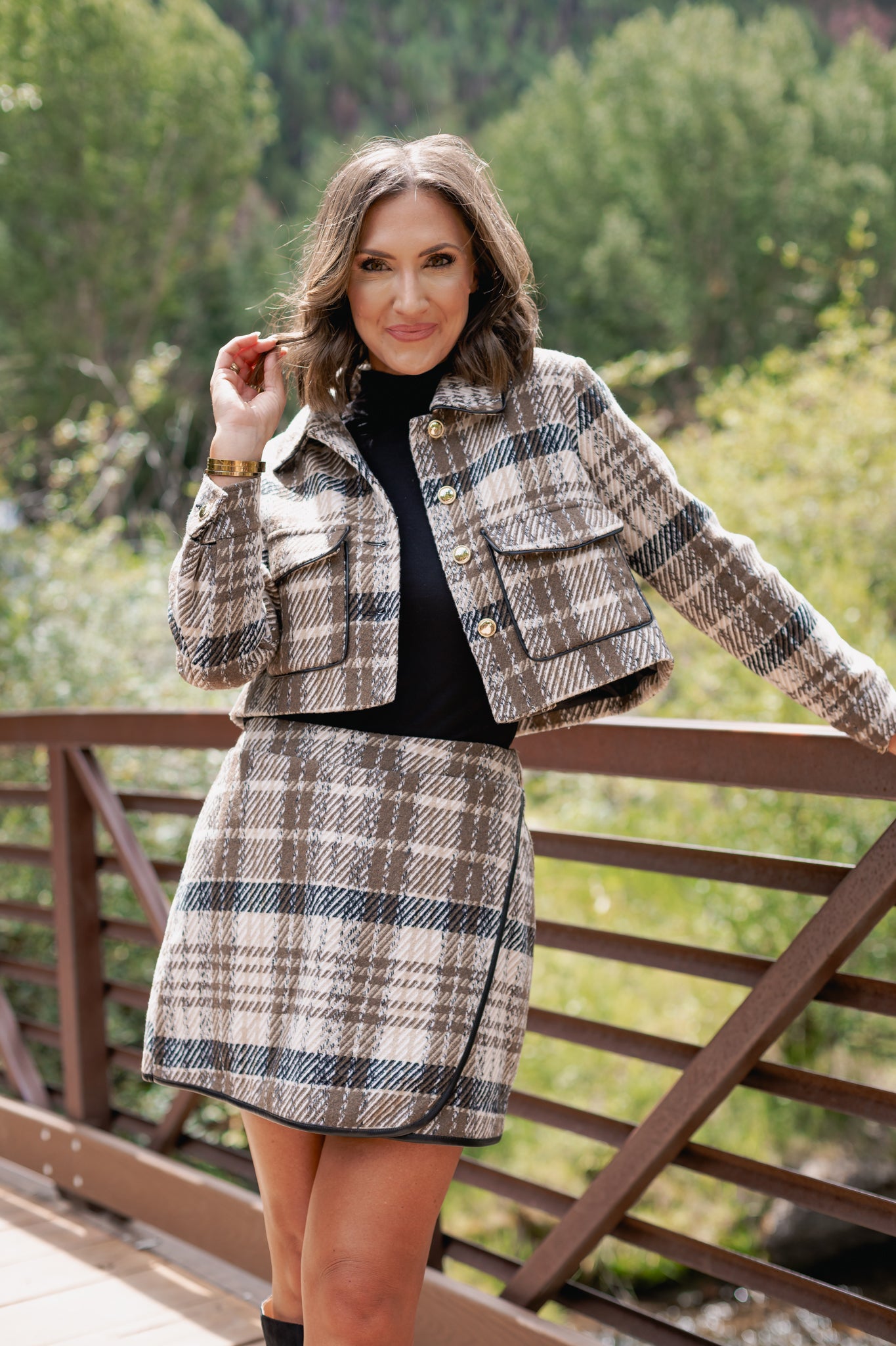 SSYS Rosetta Plaid Tweed Cropped Jacket