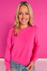 SSYS Simone Crew Neck Fleece Lined Sweatshirt In Bright Pink *FINAL SALE*