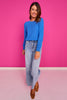 SSYS Simone Crew Neck Fleece Lined Sweatshirt In Cobalt *FINAL SALE*
