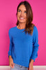 SSYS Simone Crew Neck Fleece Lined Sweatshirt In Cobalt *FINAL SALE*