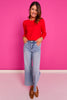 SSYS Simone Crew Neck Fleece Lined Sweatshirt In Red *FINAL SALE*