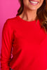 SSYS Simone Crew Neck Fleece Lined Sweatshirt In Red *FINAL SALE*