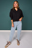 SSYS Lara V Neck Fleece Lined Cropped Sweatshirt In Black
