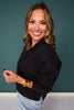 SSYS Lara V Neck Fleece Lined Cropped Sweatshirt In Black