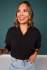SSYS Lara V Neck Fleece Lined Cropped Sweatshirt In Black