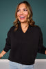 SSYS Lara V Neck Fleece Lined Cropped Sweatshirt In Black