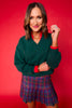 SSYS Lara V Neck Fleece Lined Cropped Sweatshirt In Hunter