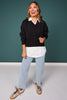 SSYS Lara V Neck Fleece Lined Cropped Sweatshirt In Black