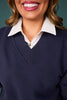 SSYS Lara V Neck Fleece Lined Cropped Sweatshirt In Navy