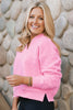 SSYS Lara V Neck Fleece Lined Cropped Sweatshirt In Pink