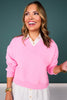 SSYS Lara V Neck Fleece Lined Cropped Sweatshirt In Pink