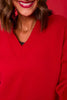 SSYS Lara V Neck Fleece Lined Cropped Sweatshirt In Red