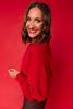SSYS Lara V Neck Fleece Lined Cropped Sweatshirt In Red