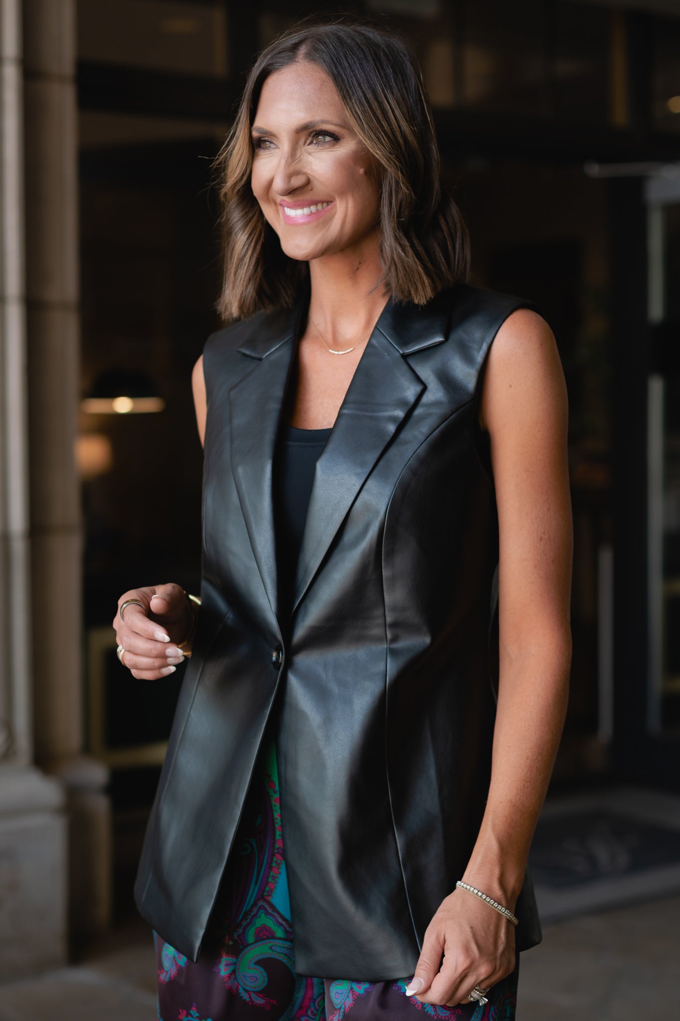SSYS Jules Faux Leather Vest In Black