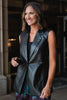 SSYS Jules Faux Leather Vest In Black
