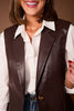 SSYS Jules Faux Leather Vest In Brown