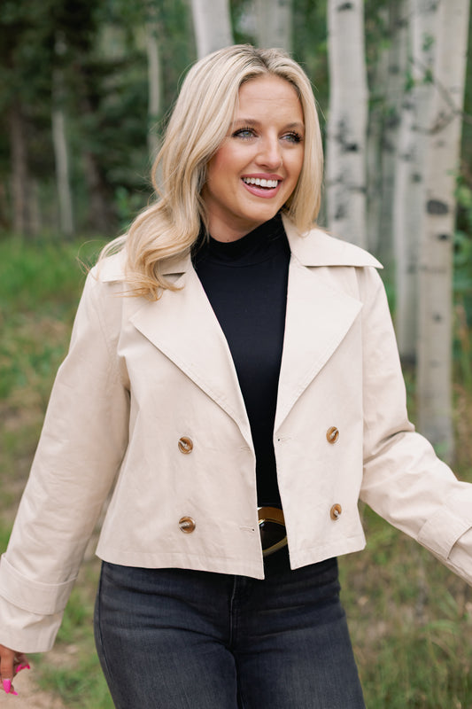 SSYS Fable Cropped Trench Coat In Taupe
