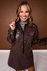 SSYS Sasha Faux Leather Shacket In Brown