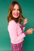 SSYS Roslyn Tartan Applique Bow Sweater In Pink