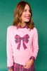 SSYS Roslyn Tartan Applique Bow Sweater In Pink