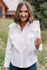 SSYS Finley Long Sleeve Ruffle Detail Top In White