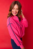 SSYS Clayton Sherpa Contrast Trim Quarter Zip Pullover In Hot Pink