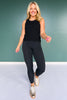 SSYS Signature Fleece Lined Built in Bra Racerback Tank In Black