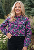 SSYS Marlow Ruffle Collar Blouse with Contrast Piping In Berry Floral