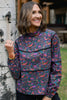 SSYS Marlow Ruffle Collar Blouse with Contrast Piping In Plum Botanical