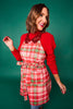 SSYS Hostess Apron with Red Sequin Collar In Red Tartan