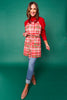 SSYS Hostess Apron with Red Sequin Collar In Red Tartan