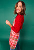 SSYS Hostess Apron with Red Sequin Collar In Red Tartan
