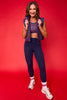 SSYS Amara Cropped Vest With Ruffle Trim In Navy Tartan