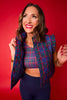 SSYS Amara Cropped Vest With Ruffle Trim In Navy Tartan