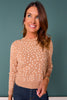 SSYS Elyse Crew Neck Long Sleeve Spotted Animal Sweater In Light Taupe
