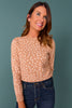 SSYS Elyse Crew Neck Long Sleeve Spotted Animal Sweater In Light Taupe