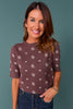 SSYS Verena Short Sleeve Bandana Print Sweater In Brown